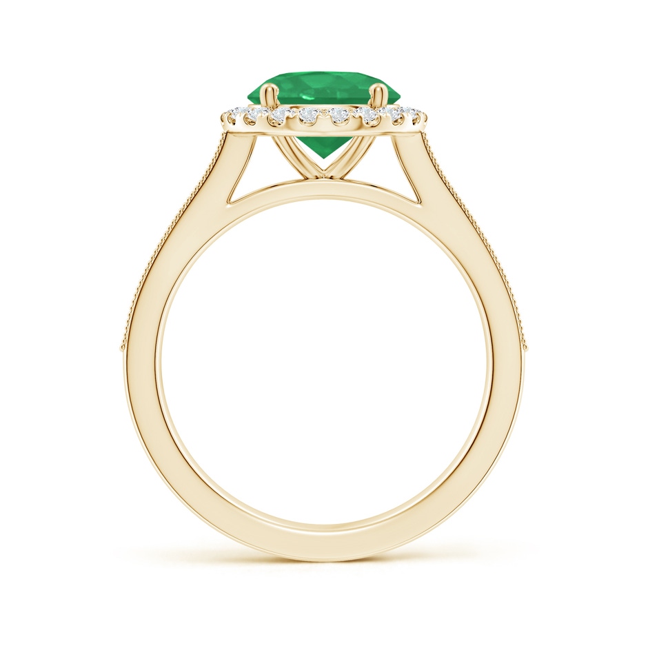 8mm A Round Emerald Reverse Tapered Shank Halo Engagement Ring in Yellow Gold side 199
