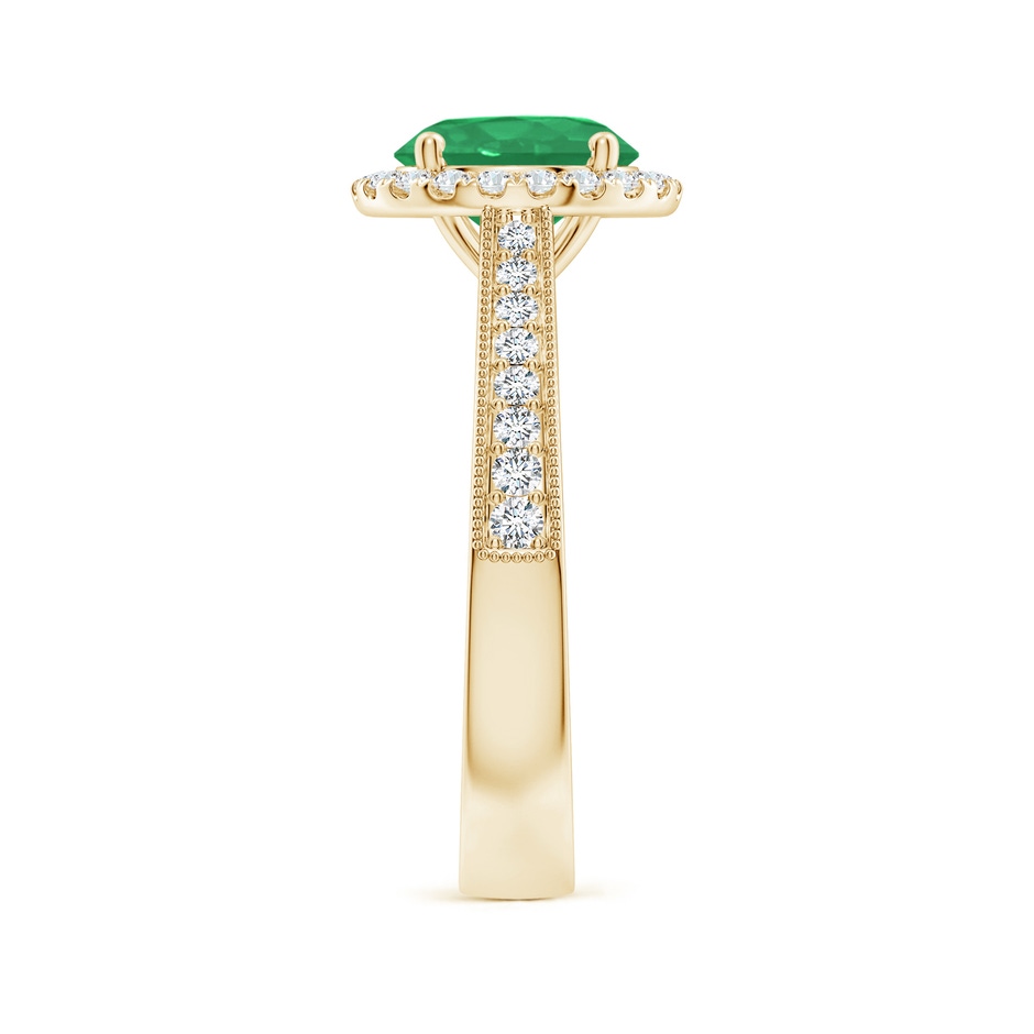 8mm A Round Emerald Reverse Tapered Shank Halo Engagement Ring in Yellow Gold side 299