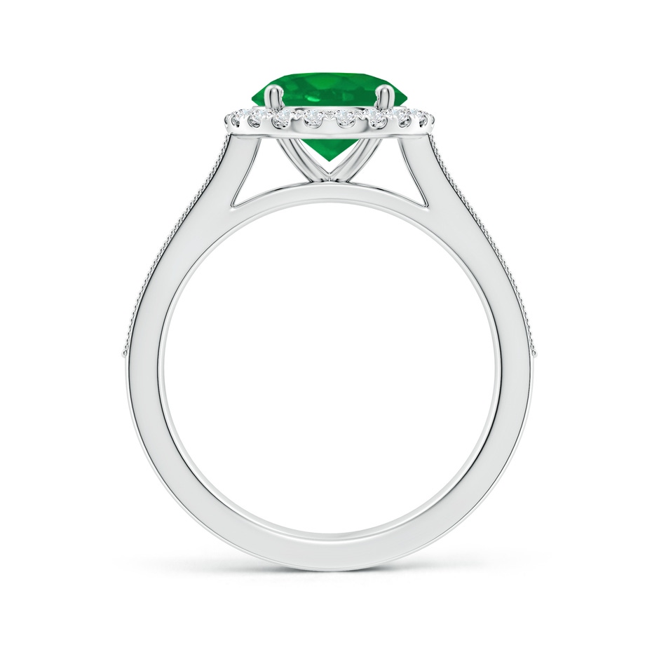 8mm AA Round Emerald Reverse Tapered Shank Halo Engagement Ring in P950 Platinum side 199