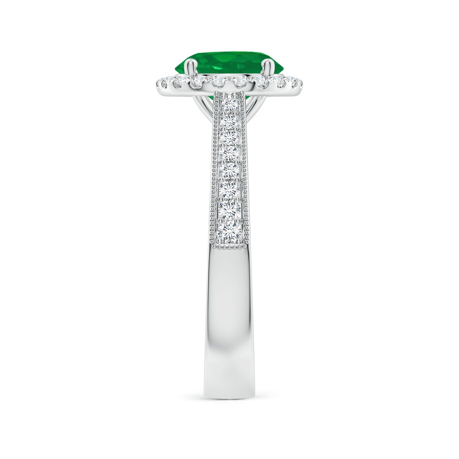 8mm AA Round Emerald Reverse Tapered Shank Halo Engagement Ring in P950 Platinum side 299
