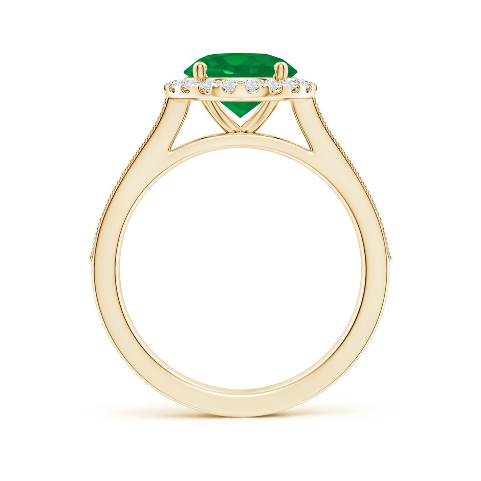 8mm AA Round Emerald Reverse Tapered Shank Halo Engagement Ring in Yellow Gold side 199