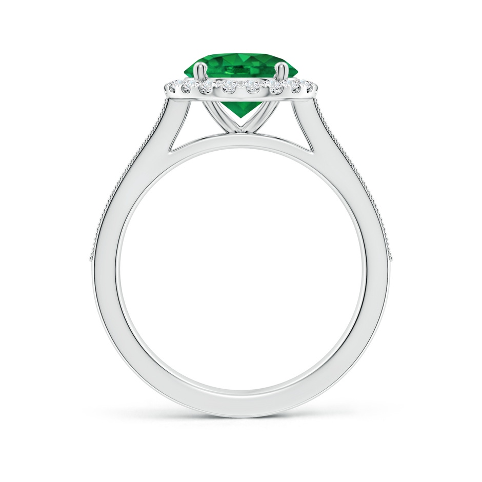 8mm AAA Round Emerald Reverse Tapered Shank Halo Engagement Ring in P950 Platinum side 199