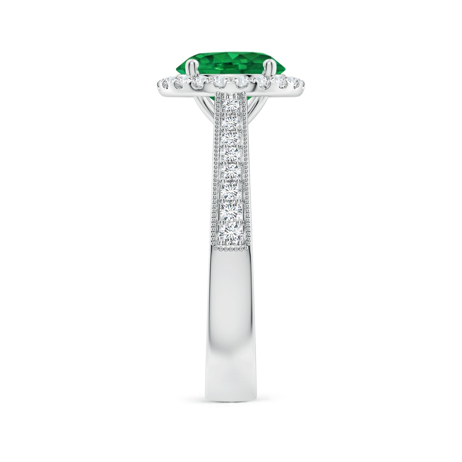 8mm AAA Round Emerald Reverse Tapered Shank Halo Engagement Ring in P950 Platinum side 299