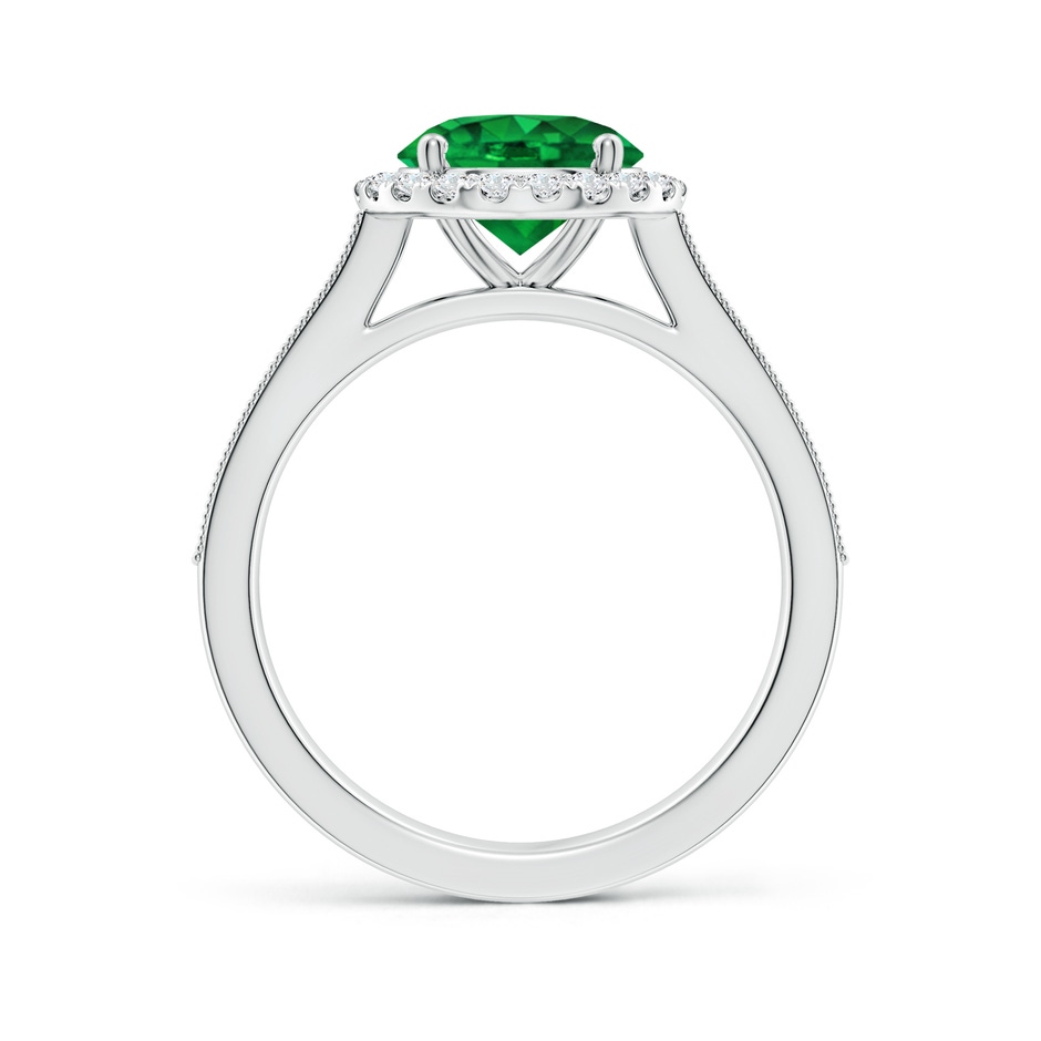 8mm AAAA Round Emerald Reverse Tapered Shank Halo Engagement Ring in P950 Platinum side 199