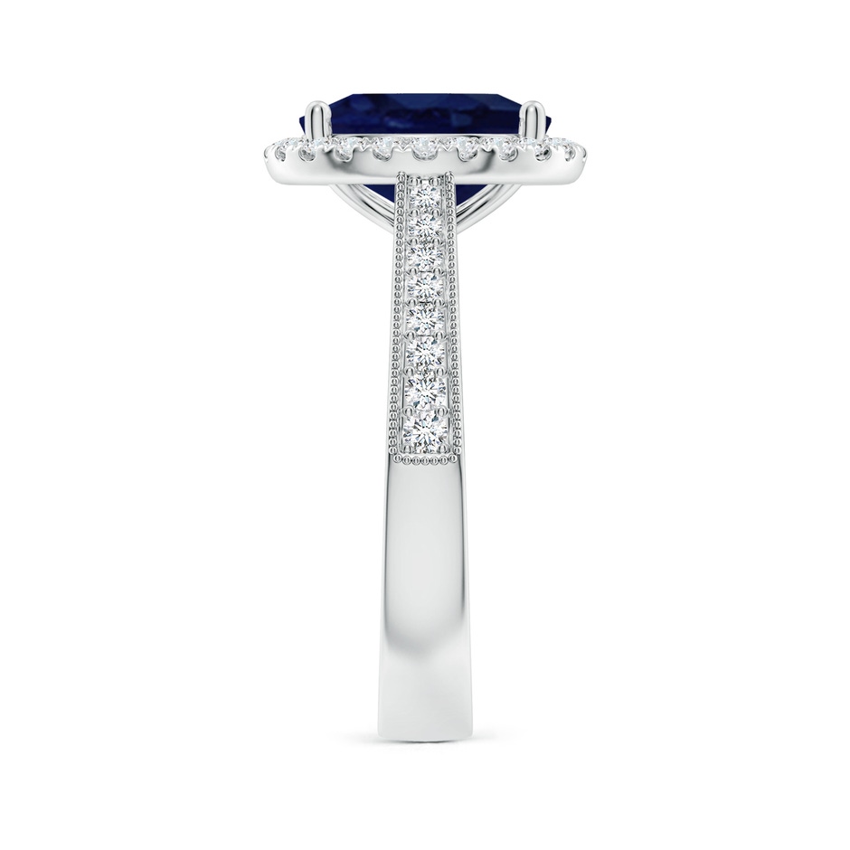 10x8mm A Oval Blue Sapphire Reverse Tapered Shank Halo Engagement Ring in White Gold side 299