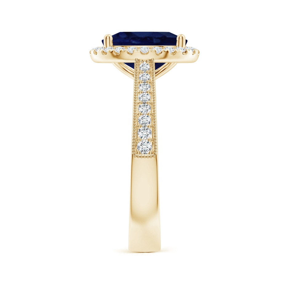 10x8mm A Oval Blue Sapphire Reverse Tapered Shank Halo Engagement Ring in Yellow Gold side 299