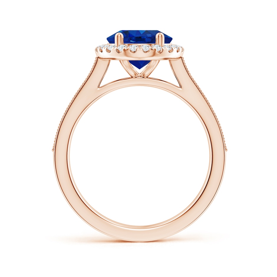 10x8mm AAA Oval Blue Sapphire Reverse Tapered Shank Halo Engagement Ring in 18K Rose Gold side 199
