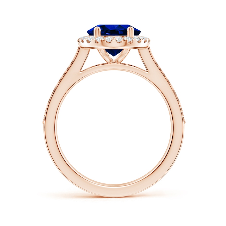 10x8mm AAAA Oval Blue Sapphire Reverse Tapered Shank Halo Engagement Ring in 18K Rose Gold side 199