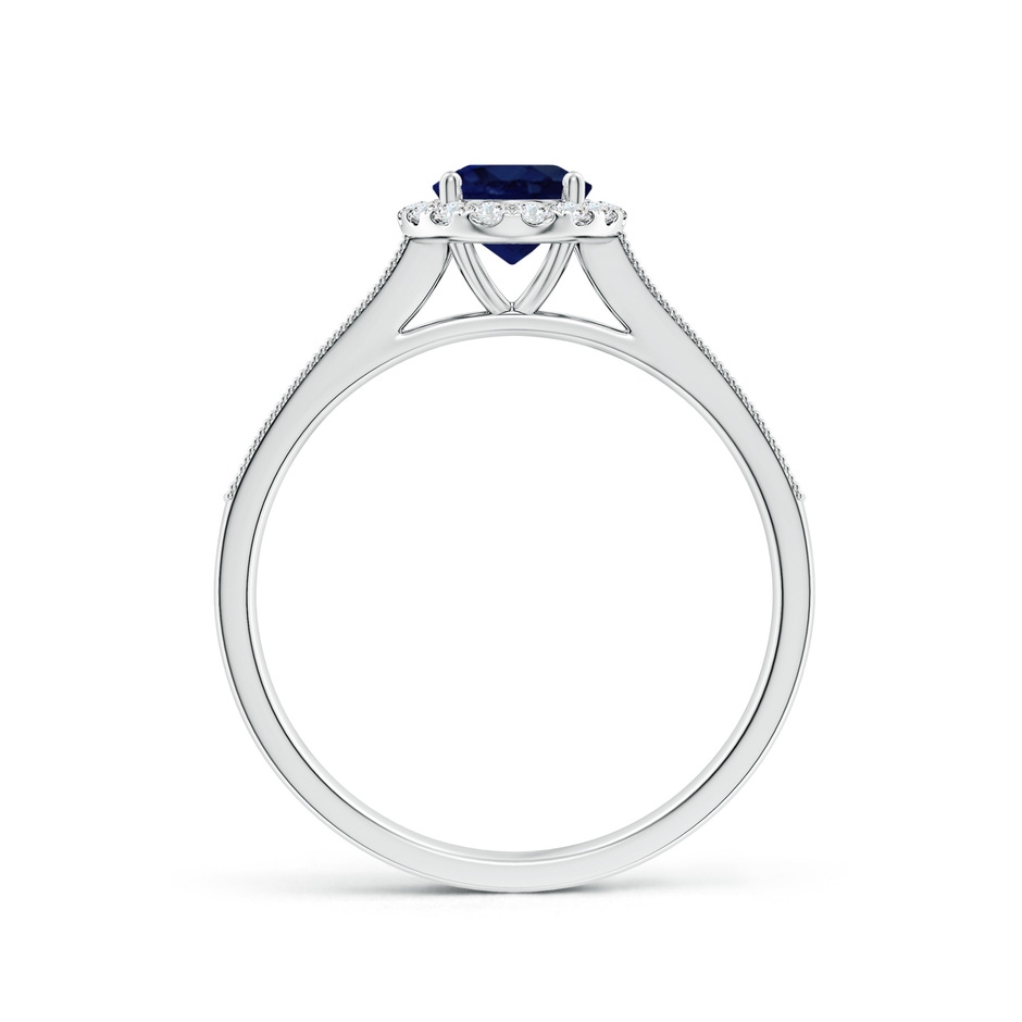 7x5mm A Oval Blue Sapphire Reverse Tapered Shank Halo Engagement Ring in White Gold side 199