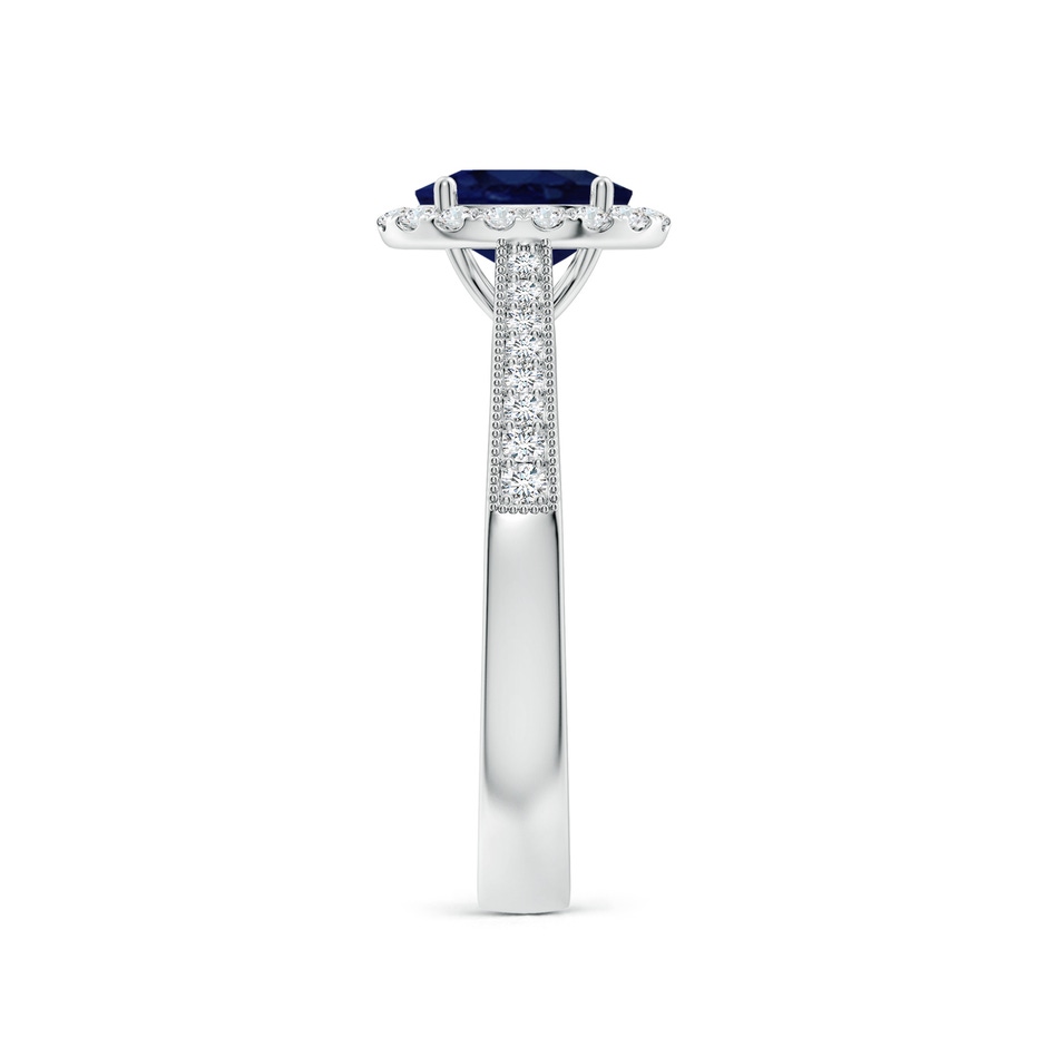 7x5mm A Oval Blue Sapphire Reverse Tapered Shank Halo Engagement Ring in White Gold side 299