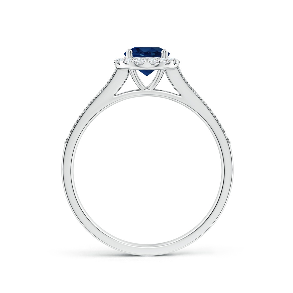 7x5mm AA Oval Blue Sapphire Reverse Tapered Shank Halo Engagement Ring in White Gold side 199