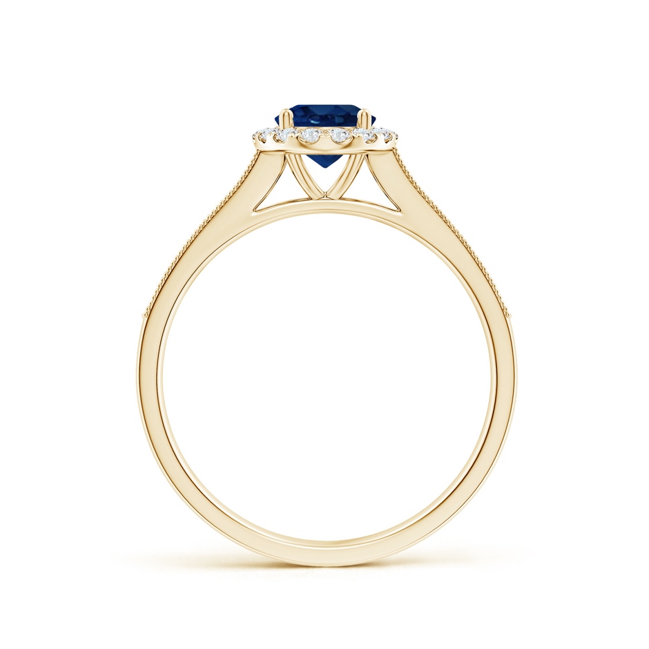 7x5mm AA Oval Blue Sapphire Reverse Tapered Shank Halo Engagement Ring in Yellow Gold side 199