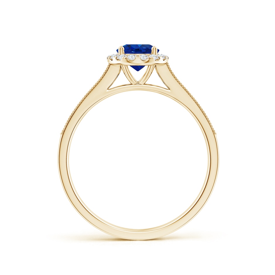 7x5mm AAA Oval Blue Sapphire Reverse Tapered Shank Halo Engagement Ring in 18K Yellow Gold side 199