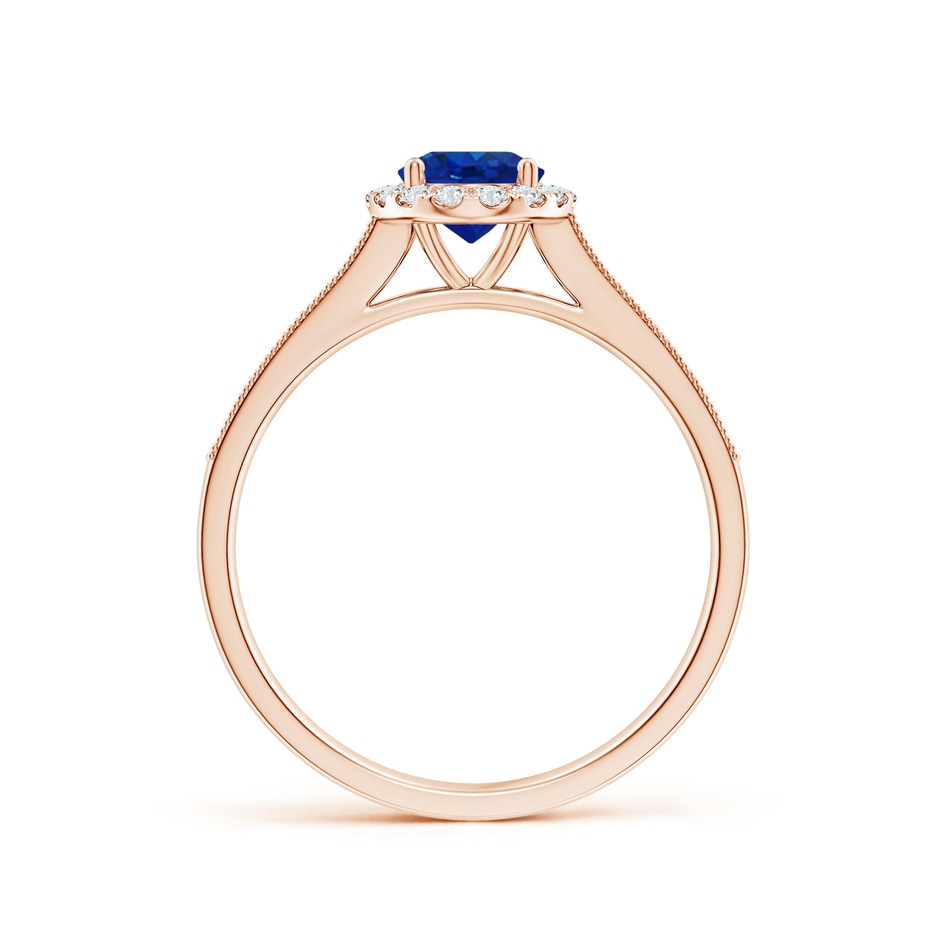 7x5mm AAA Oval Blue Sapphire Reverse Tapered Shank Halo Engagement Ring in Rose Gold side 199
