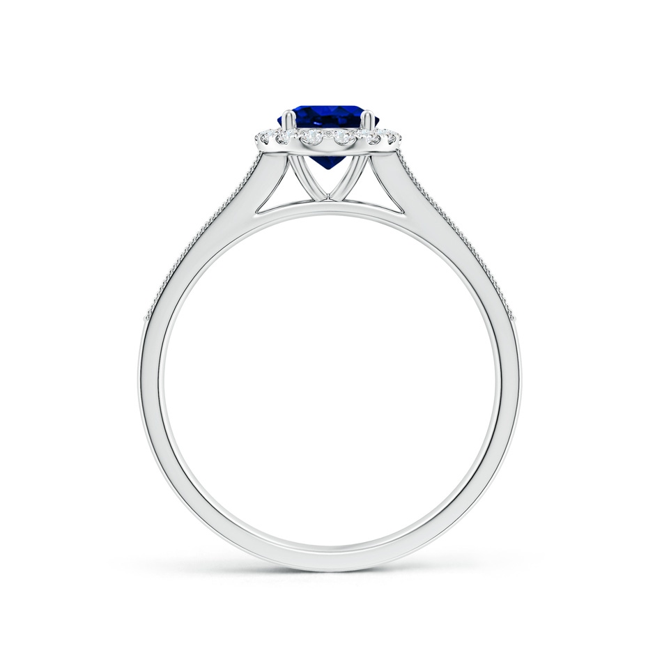 7x5mm AAAA Oval Blue Sapphire Reverse Tapered Shank Halo Engagement Ring in P950 Platinum side 199
