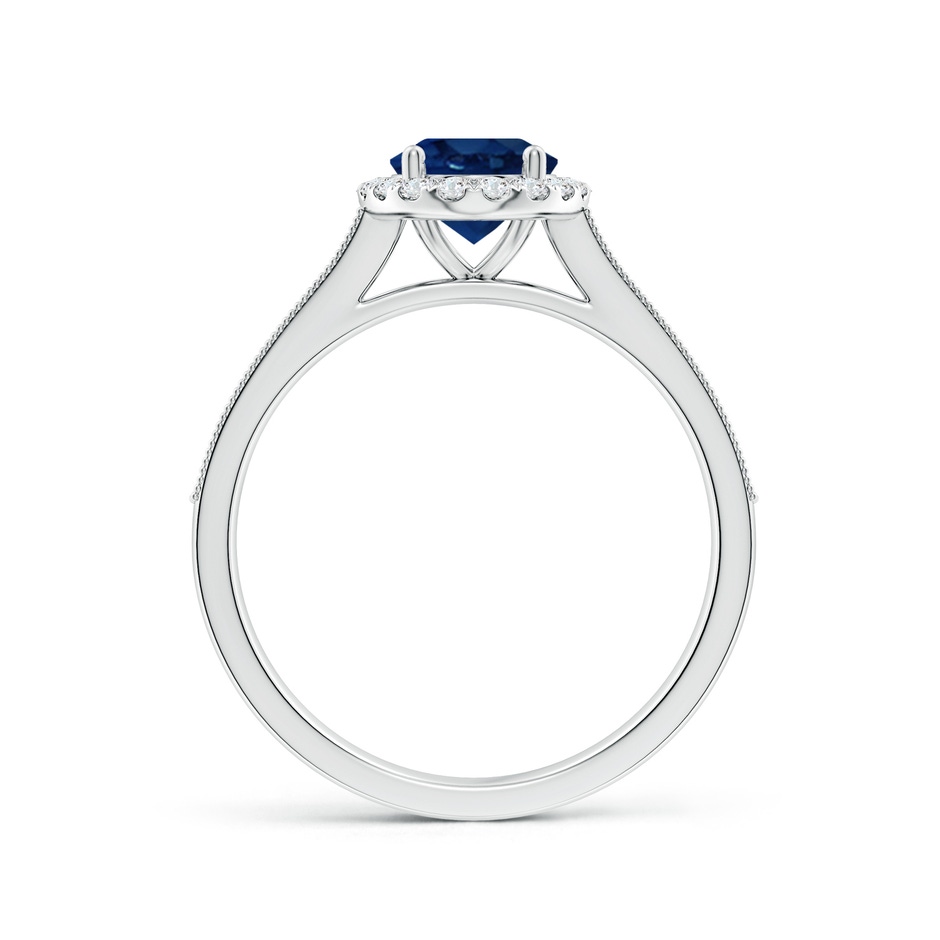 8x6mm AA Oval Blue Sapphire Reverse Tapered Shank Halo Engagement Ring in White Gold side 199
