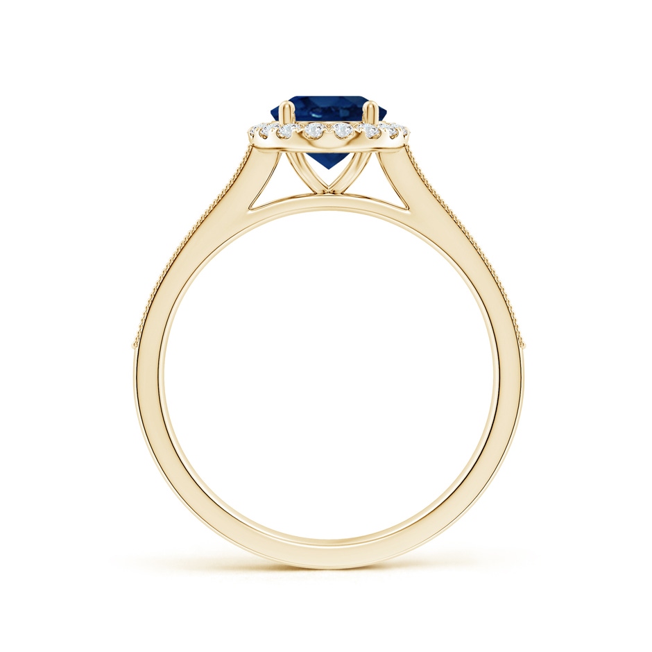 8x6mm AA Oval Blue Sapphire Reverse Tapered Shank Halo Engagement Ring in Yellow Gold side 199
