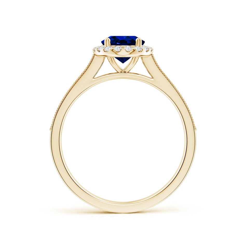 8x6mm AAAA Oval Blue Sapphire Reverse Tapered Shank Halo Engagement Ring in Yellow Gold side 199
