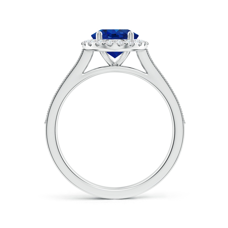 9x7mm AAA Oval Blue Sapphire Reverse Tapered Shank Halo Engagement Ring in White Gold side 199