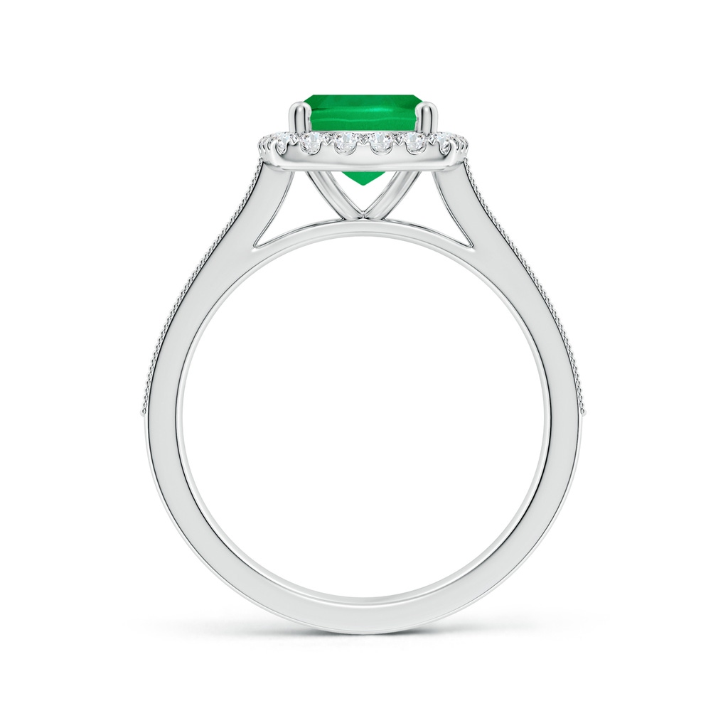 9x7mm AAA Cushion Rectangular Emerald Reverse Tapered Shank Halo Engagement Ring in White Gold Side 199