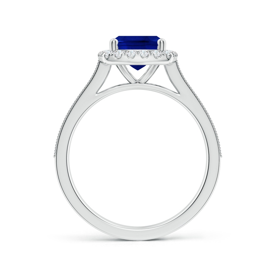 9x7mm Lab-Grown Cushion Rectangular Blue Sapphire Reverse Tapered Shank Halo Engagement Ring in White Gold side 199