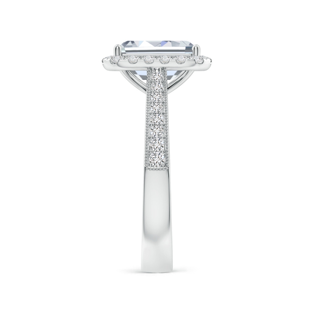 8.5x6.5mm HSI2 Emerald-Cut Diamond Reverse Tapered Shank Halo Engagement Ring in White Gold Side 299