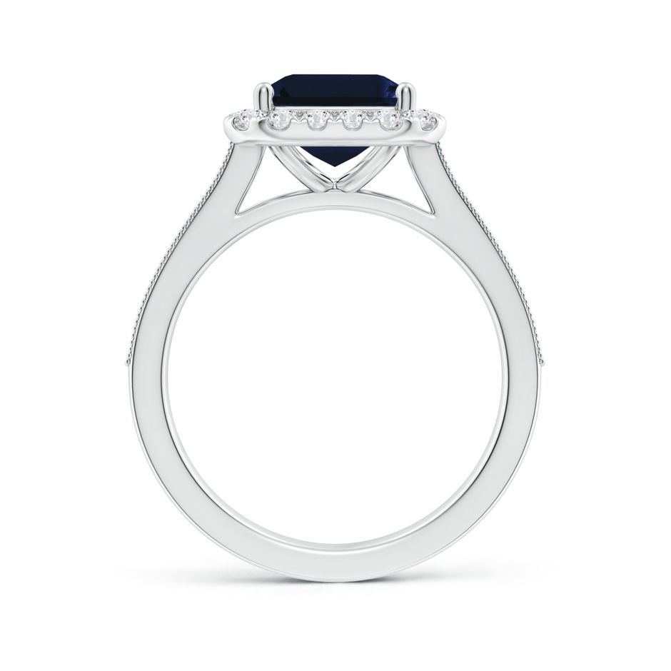10x8mm AA Emerald-Cut Blue Sapphire Reverse Tapered Shank Halo Engagement Ring in White Gold side 199