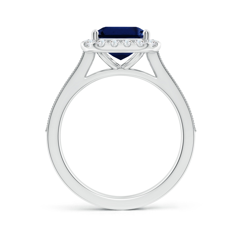 10x8mm AAA Emerald-Cut Blue Sapphire Reverse Tapered Shank Halo Engagement Ring in White Gold side 199