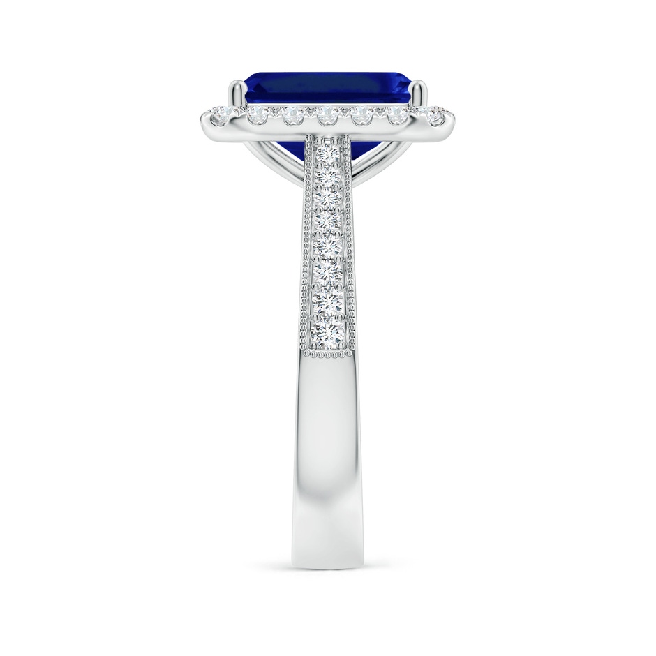 10x8mm AAAA Emerald-Cut Blue Sapphire Reverse Tapered Shank Halo Engagement Ring in P950 Platinum side 299
