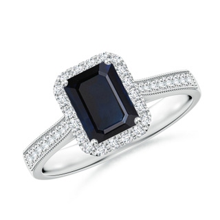Emerald Cut A Blue Sapphire