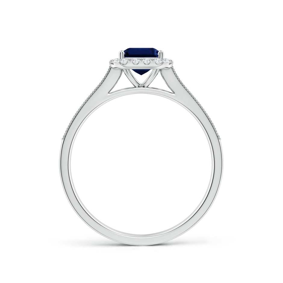 7x5mm AAA Emerald-Cut Blue Sapphire Reverse Tapered Shank Halo Engagement Ring in P950 Platinum side 199