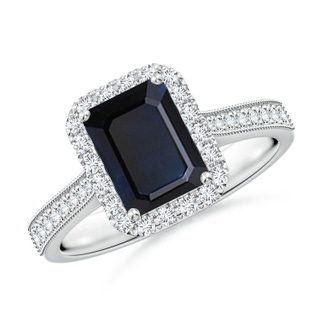 Emerald Cut A Blue Sapphire