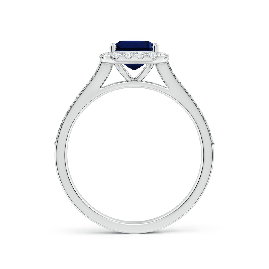 8x6mm AAA Emerald-Cut Blue Sapphire Reverse Tapered Shank Halo Engagement Ring in White Gold side 199