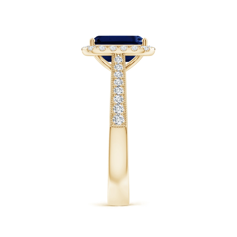 8x6mm AAA Emerald-Cut Blue Sapphire Reverse Tapered Shank Halo Engagement Ring in Yellow Gold side 299
