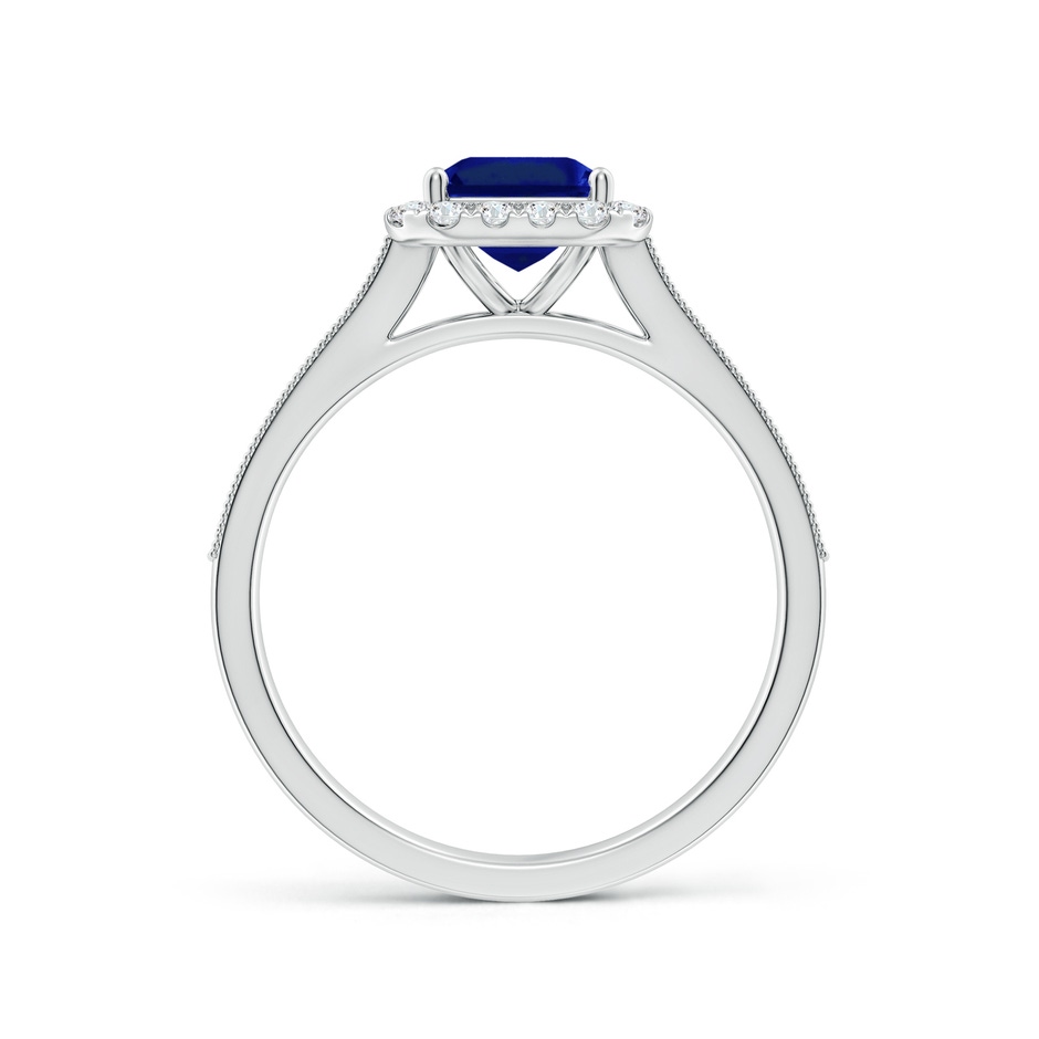 8x6mm AAAA Emerald-Cut Blue Sapphire Reverse Tapered Shank Halo Engagement Ring in P950 Platinum side 199