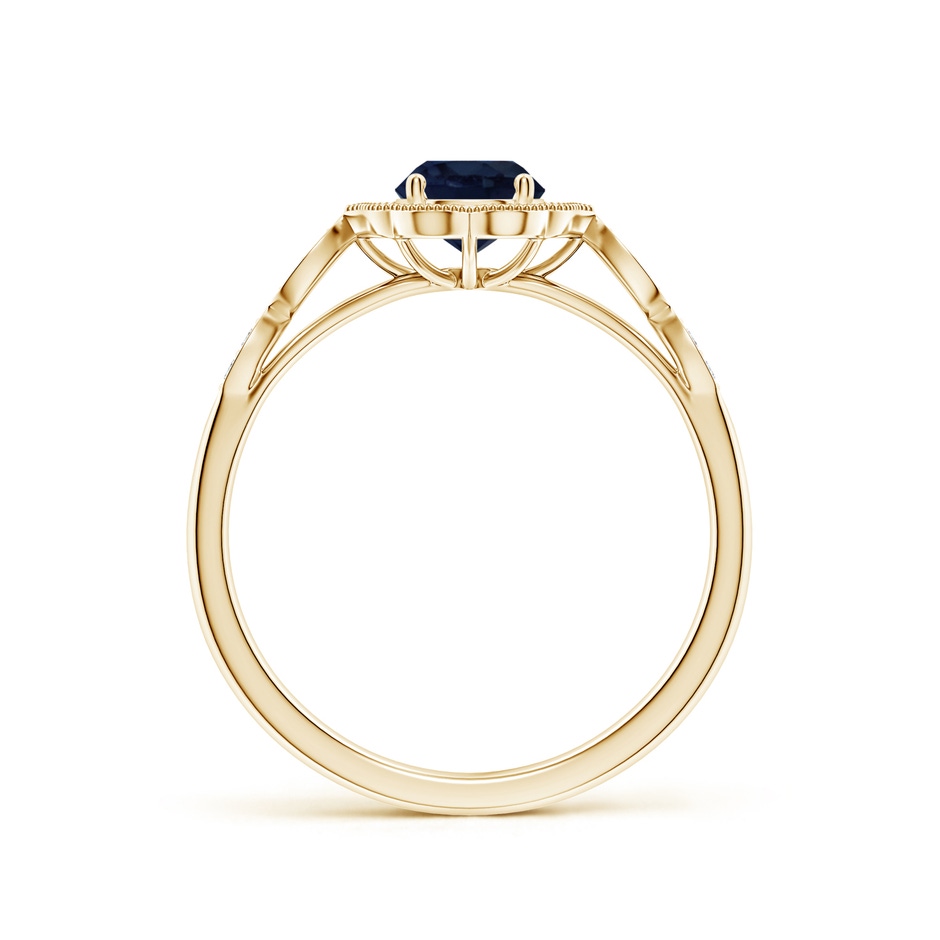 5mm A Vintage Inspired Round Blue Sapphire Ornate Halo Engagement Ring in Yellow Gold side 199
