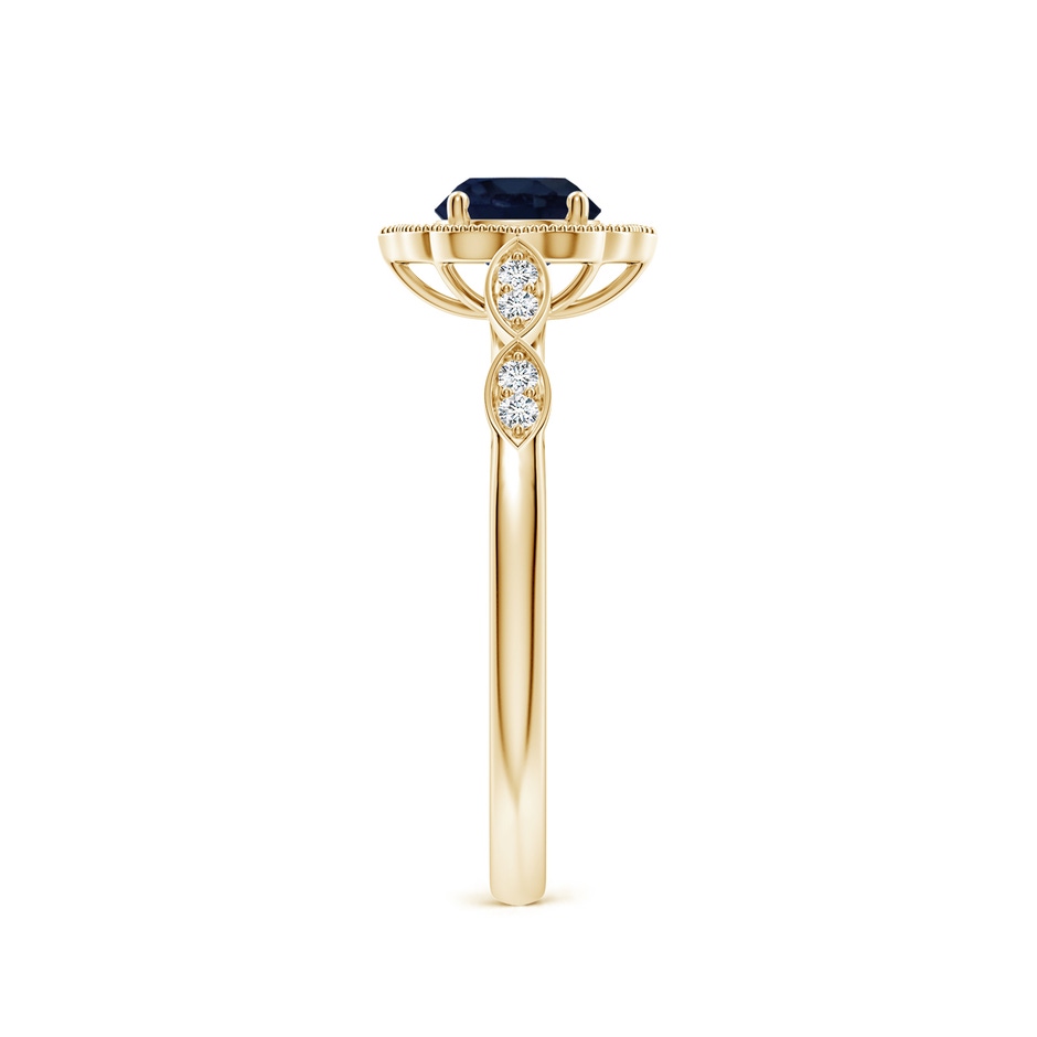 5mm A Vintage Inspired Round Blue Sapphire Ornate Halo Engagement Ring in Yellow Gold side 299