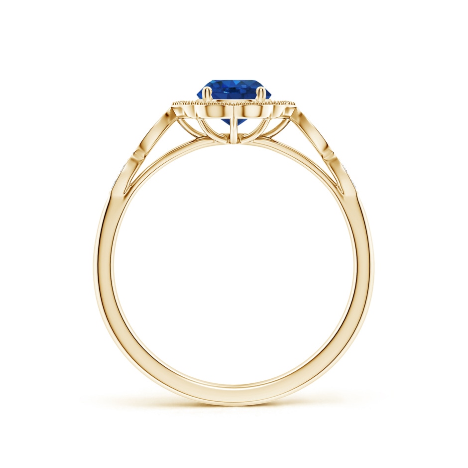 5mm AAA Vintage Inspired Round Blue Sapphire Ornate Halo Engagement Ring in Yellow Gold side 199