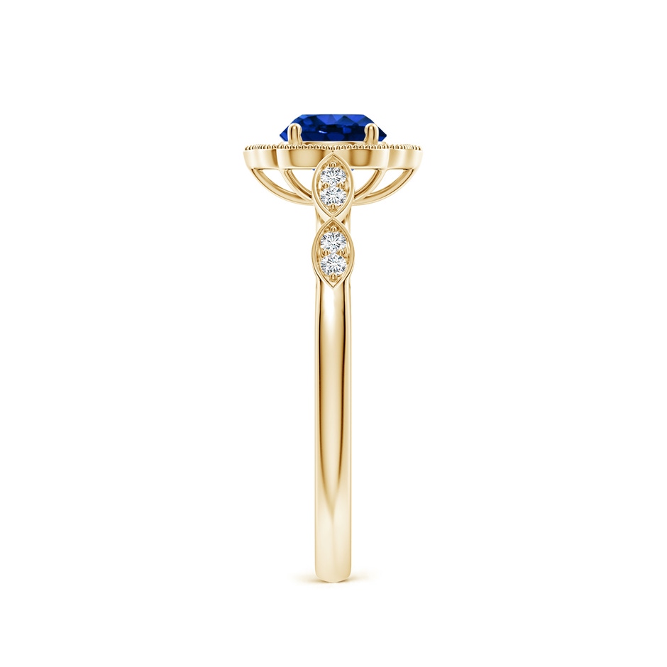 5mm AAAA Vintage Inspired Round Blue Sapphire Ornate Halo Engagement Ring in Yellow Gold side 299