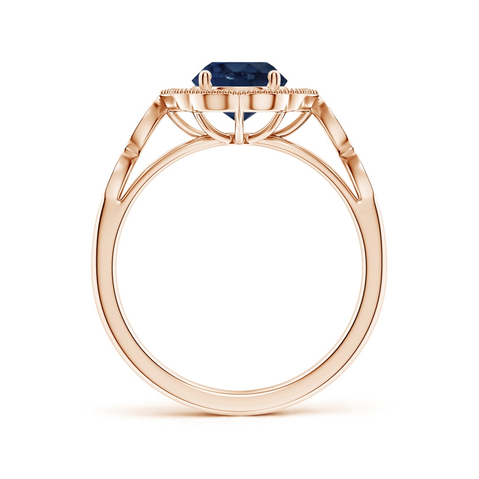 6.5mm AA Vintage Inspired Round Blue Sapphire Ornate Halo Engagement Ring in Rose Gold side 199