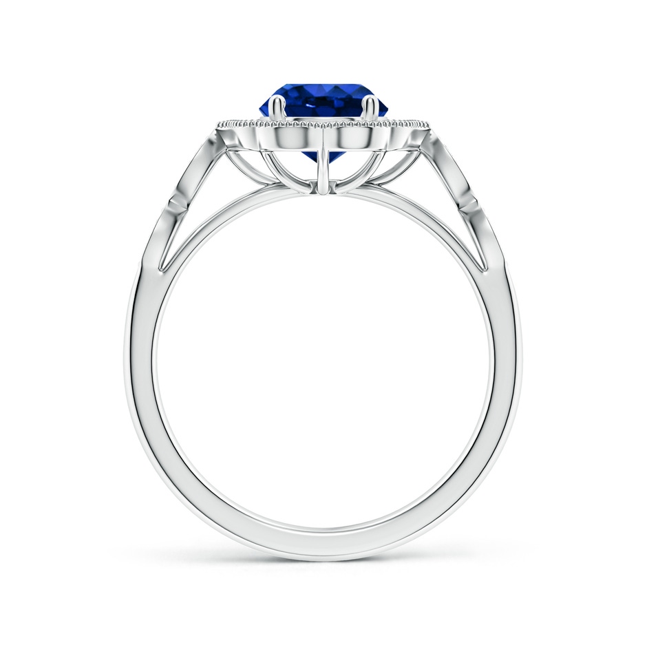 6.5mm Lab-Grown Vintage Inspired Round Blue Sapphire Ornate Halo Engagement Ring in White Gold side 199