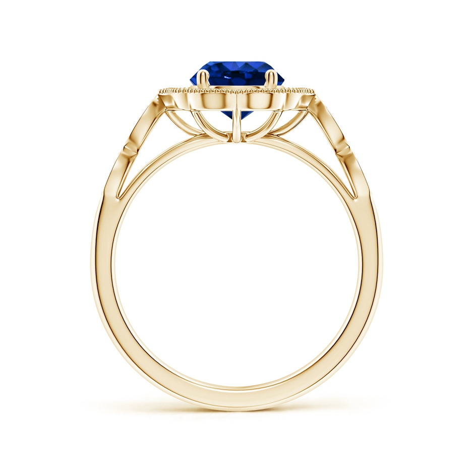6.5mm AAAA Vintage Inspired Round Blue Sapphire Ornate Halo Engagement Ring in Yellow Gold side 199