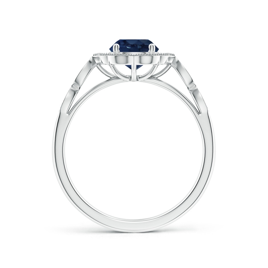 6mm AA Vintage Inspired Round Blue Sapphire Ornate Halo Engagement Ring in White Gold side 199