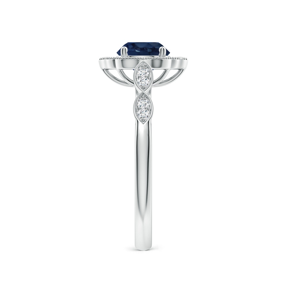 6mm AA Vintage Inspired Round Blue Sapphire Ornate Halo Engagement Ring in White Gold side 299