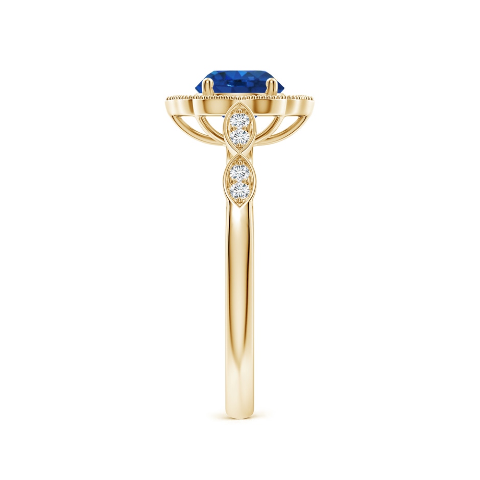 6mm AAA Vintage Inspired Round Blue Sapphire Ornate Halo Engagement Ring in Yellow Gold side 299