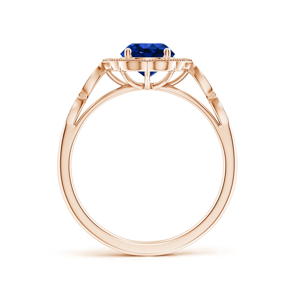 6mm AAAA Vintage Inspired Round Blue Sapphire Ornate Halo Engagement Ring in Rose Gold side 199