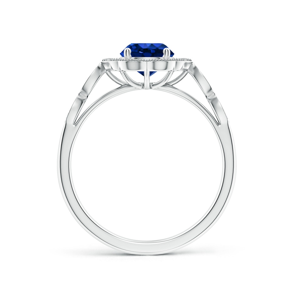 6mm AAAA Vintage Inspired Round Blue Sapphire Ornate Halo Engagement Ring in White Gold side 199