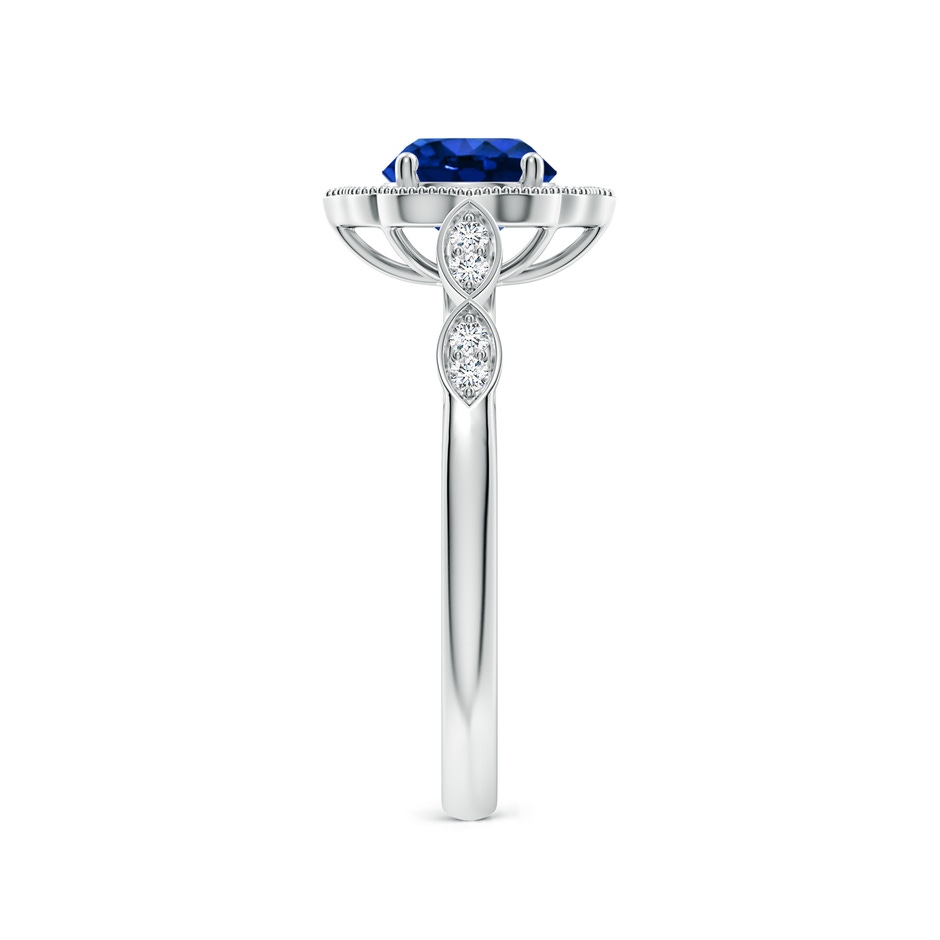 6mm AAAA Vintage Inspired Round Blue Sapphire Ornate Halo Engagement Ring in White Gold side 299