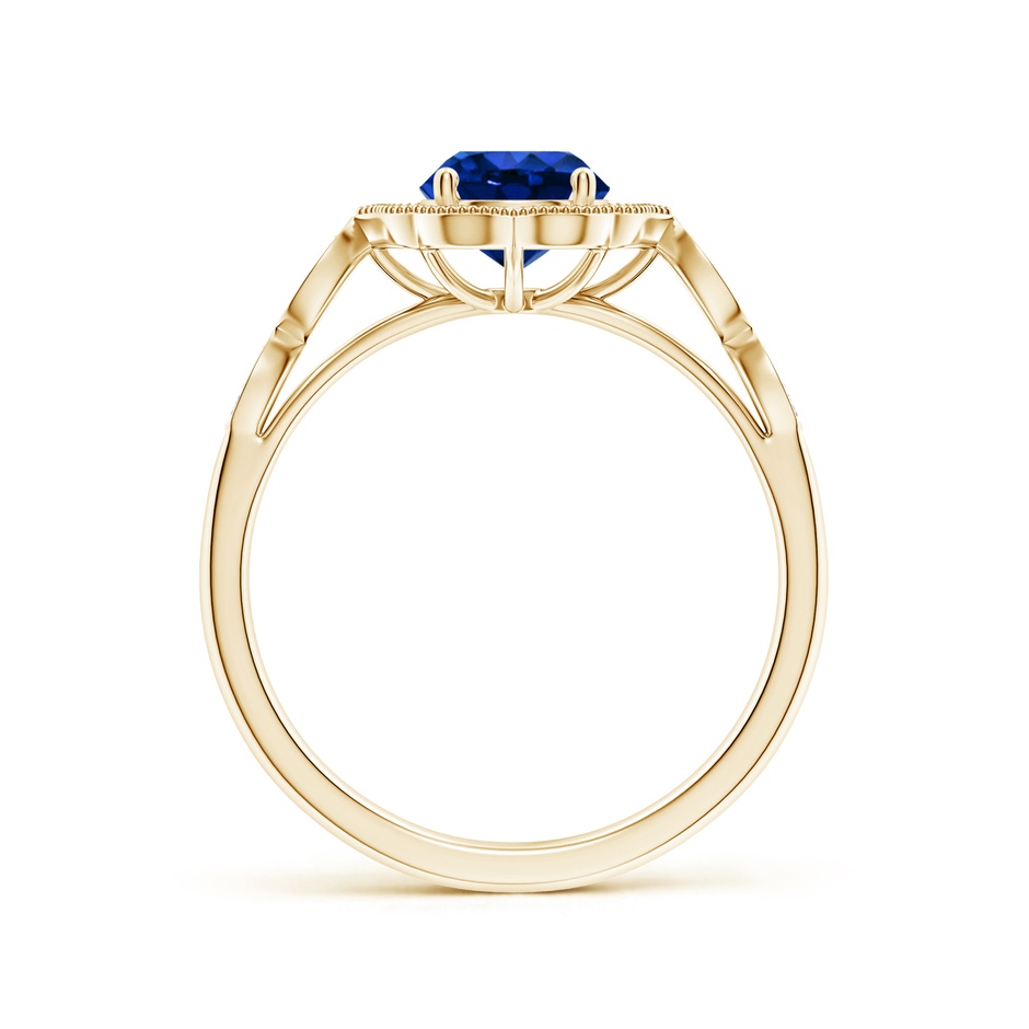 6mm AAAA Vintage Inspired Round Blue Sapphire Ornate Halo Engagement Ring in Yellow Gold side 199