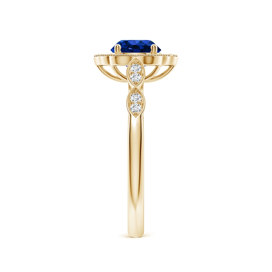 6mm AAAA Vintage Inspired Round Blue Sapphire Ornate Halo Engagement Ring in Yellow Gold side 299